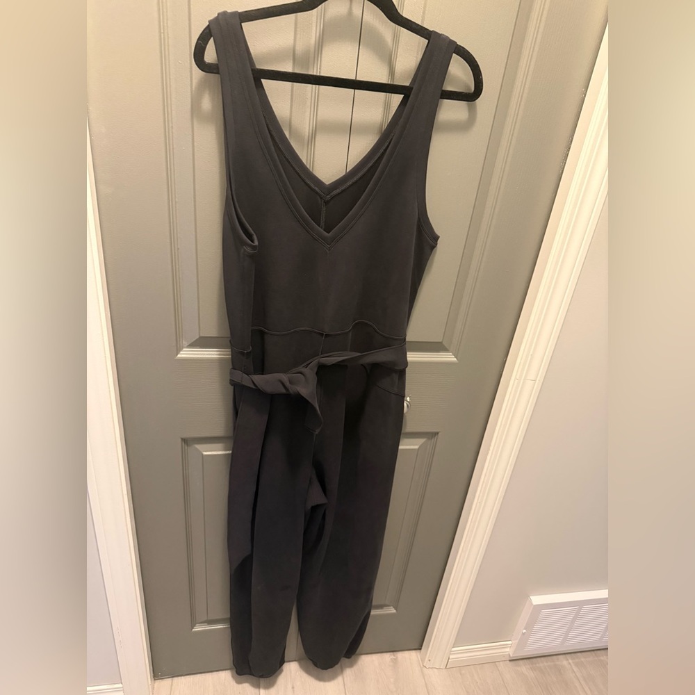 Lululemon Ease of it all Sleeveless V-Neck Black Jumpsuit with Waist Tie